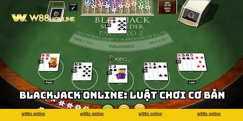 blackjack online w88 luat choi Luật chơi cơ bản của Blackjack online W88